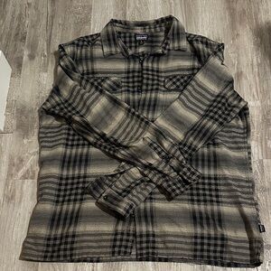 Patagonia Black and Gray Plaid Shirt
